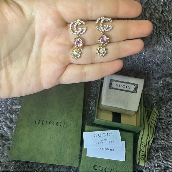 New Gucci GG embellished drop earrings with box - Picture 1 of 7